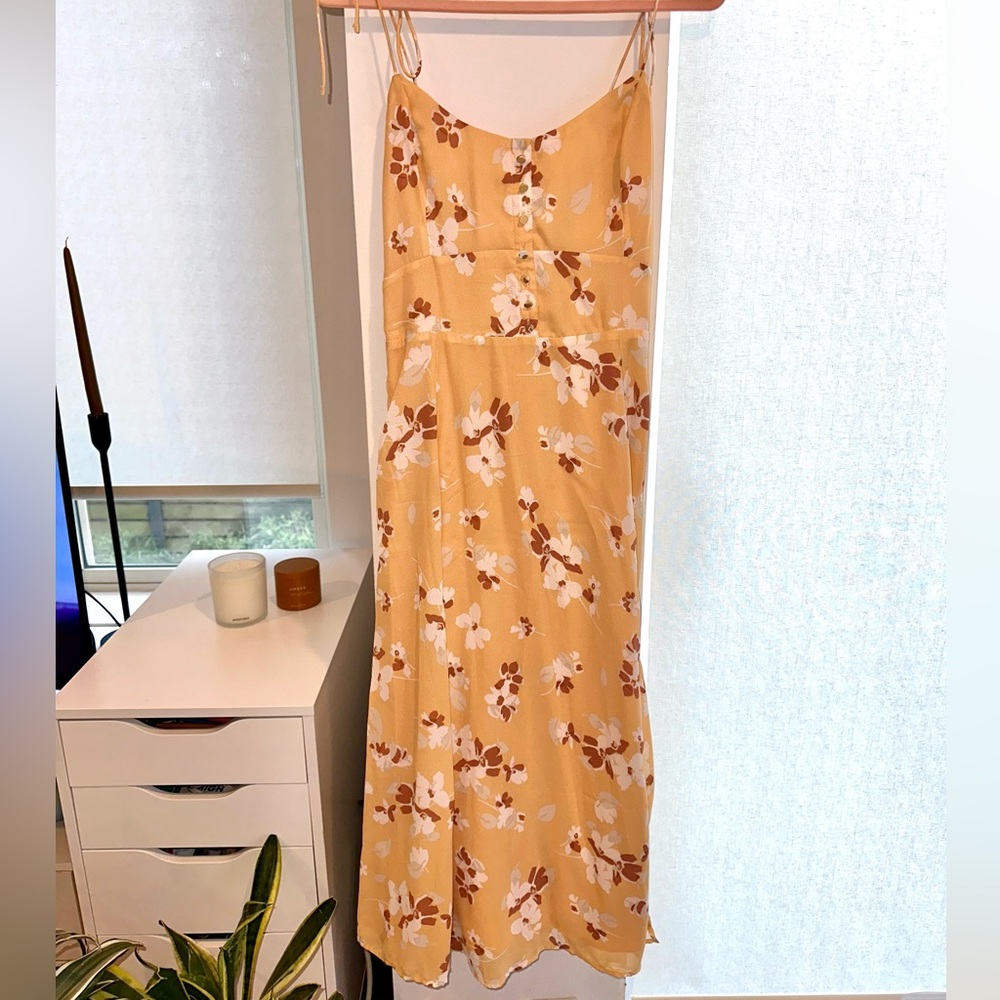 A&F Maxi Slit Dress - Orange Floral - Medium